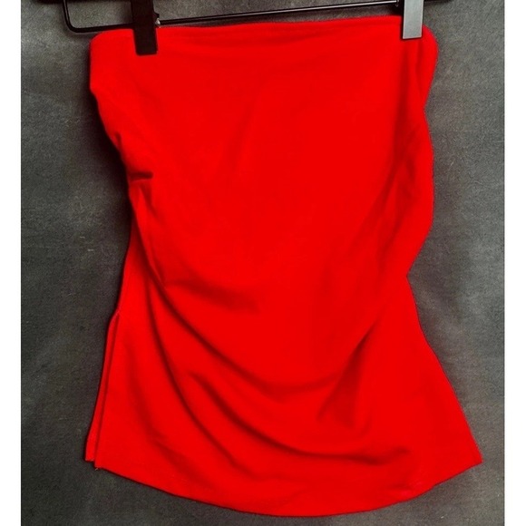 Bershka Tops - Bershka Tube Top XS Red NWT Strapless Ruched Asymmetrical Y2K Minimalist Summer